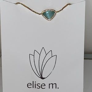 Elise M. Mosaic Aqua and Gold Tone Adjustable Bracelet